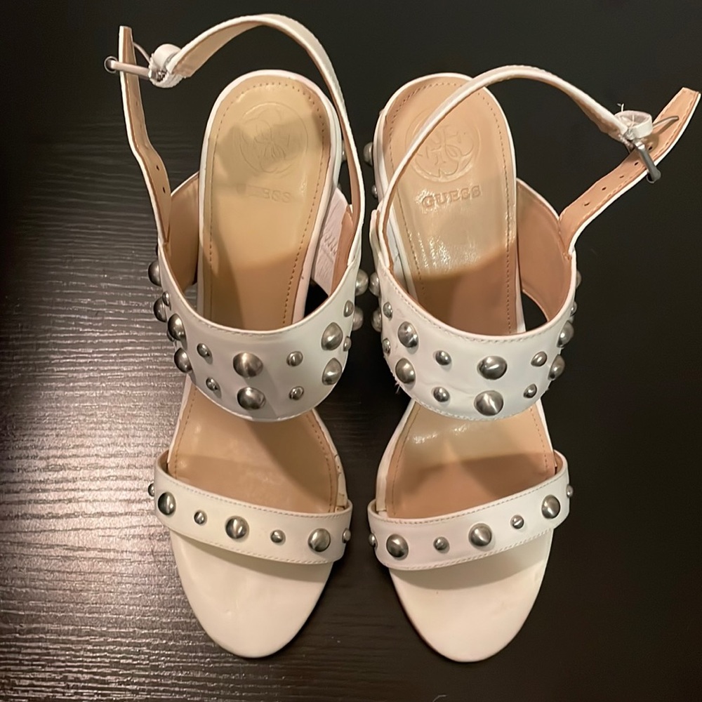 Women’s Guess White Block Heels.